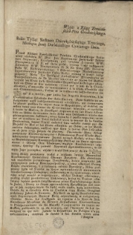 [Zalecenie WW. Pieczętarzom O. N.] Wypis z Ksiąg Ziemiańskich Pttu Grodzieńskiego [Inc.:] Roku Tysiąc Siedmset Dziewiędziesiątego Trzeciego, Miesiąca Junij Dw&oacute;dziestego Czwartego Dnia. Przed Aktami Ziemiańskiemi Powiatu Grodzieńskiego stanowszy osobiście W. JPan Jan Nepomucen Jezierkoski Sekretarz Seymowy, Konstytucyą pod tytułem Zalecenie WW. Pieczętarzom O. N. ad Acta podał [...] Na Notę JW. Sieversa Posła... [Expl.:] ...z kt&oacute;rych i ten wypis pod pieczęcią Ziemiańską tegoż Powiatu iest wydan. [...]