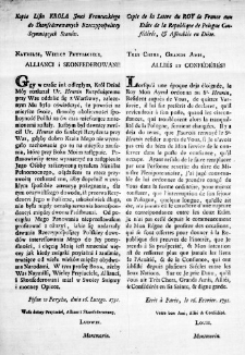 Kopia Listu Krola Jmci Francuzkiego do Skonfederowanych Rzeczypospolitey Seymuiących Stan&oacute;w [Inc.:] Gdy w czasie iuż odległym... [oraz] Kopia Listu Odpowiedniego do Kr&oacute;la Jmci Francuzkiego [Inc.:] List W. K. Mci, w kt&oacute;rym o chęci swey...