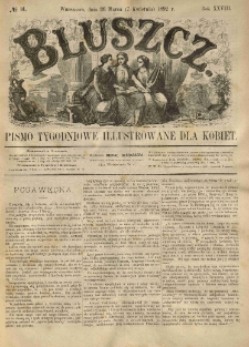 Bluszcz. Pismo tygodniowe illustrowane dla kobiet. 1892.03.26 (04.07) R.28 nr14