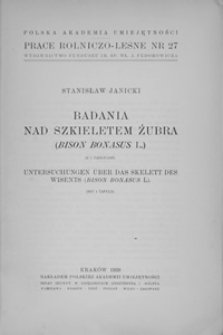 Badania nad szkieletem żubra (Bison Bonasus L.)