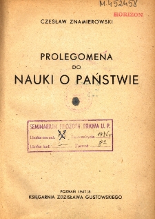 Prolegomena do nauki o państwie