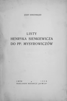Listy Henryka Sienkiewicza do PP. Mysyrowiczów