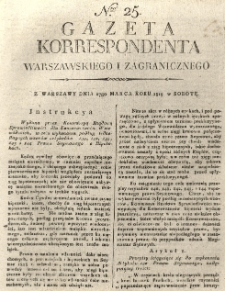 Gazeta Korrespondenta Warszawskiego i Zagranicznego. 1819 nr25
