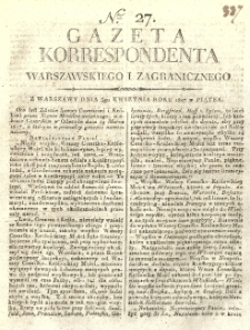 Gazeta Korrespondenta Warszawskiego i Zagranicznego. 1807 nr27