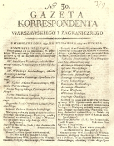 Gazeta Korrespondenta Warszawskiego i Zagranicznego. 1807 nr30