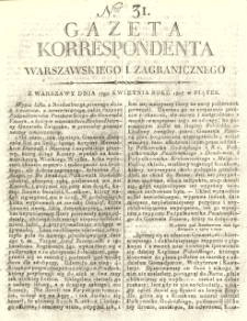 Gazeta Korrespondenta Warszawskiego i Zagranicznego. 1807 nr31
