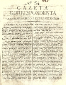 Gazeta Korrespondenta Warszawskiego i Zagranicznego. 1807 nr34