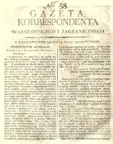 Gazeta Korrespondenta Warszawskiego i Zagranicznego. 1807 nr58