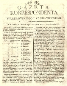 Gazeta Korrespondenta Warszawskiego i Zagranicznego. 1807 nr65