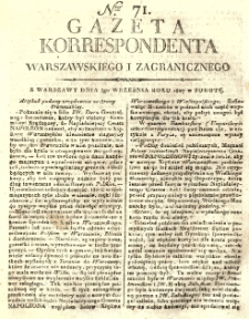 Gazeta Korrespondenta Warszawskiego i Zagranicznego. 1807 nr71