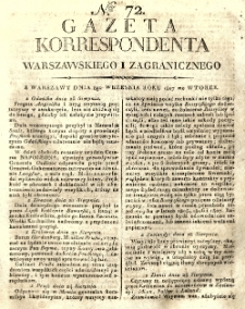 Gazeta Korrespondenta Warszawskiego i Zagranicznego. 1807 nr72