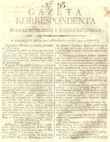 Gazeta Korrespondenta Warszawskiego i Zagranicznego. 1807 nr93
