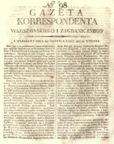 Gazeta Korrespondenta Warszawskiego i Zagranicznego. 1807 nr98