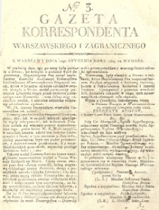 Gazeta Korrespondenta Warszawskiego i Zagranicznego. 1809 nr3