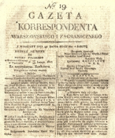 Gazeta Korrespondenta Warszawskiego i Zagranicznego. 1820 nr19