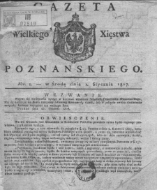 Gazeta Wielkiego Xięstwa Poznańskiego 1817.01.01 Nr1