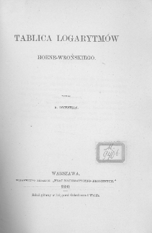 Tablica logarytm&oacute;w Hoene-Wrońskiego