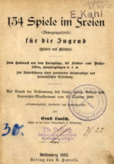 134 Spiele im Freien: f&uuml;r die Jugend
