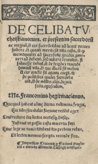 De celibatu christianorum, et presertim sacerdotu[m] ac virginu[m]