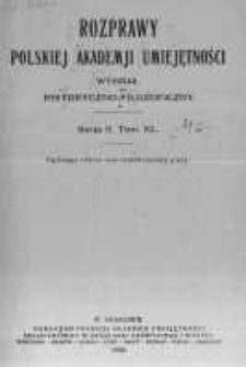 Rozprawy Akademii Umiejętności. Wydział Historyczno-Filozoficzny. Serya II. 1926. Tom 40. Nr. 1-5
