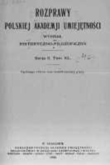 Rozprawy Akademii Umiejętności. Wydział Historyczno-Filozoficzny. Serya II. 1926. Tom 40. Nr. 1-5
