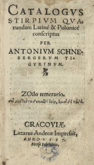 Catalogus stirpium quarundam Latinè et Polonicè conscriptus per [...]