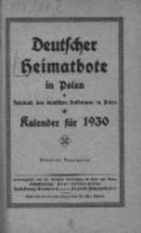 Deutscher Heimatbote in Polen: Jahrbuch des Deutschen Volkstums in Polen: Kalender f&uuml;r 1930 Jg.9