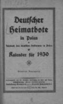 Deutscher Heimatbote in Polen: Jahrbuch des Deutschen Volkstums in Polen: Kalender für 1930 Jg.9