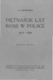 Piętnaście lat Rosji w Polsce 1815-1830
