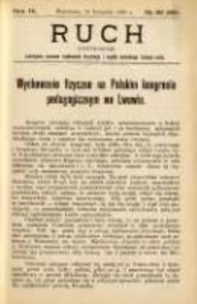 Ruch: dwutygodnik poświęcony sprawom wychowania fizycznego i w og&oacute;le normalnego rozwoju ciała 1909.11.26 R.4 No.22=88