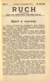 Ruch: dwutygodnik poświęcony sprawom wychowania fizycznego i w ogóle normalnego rozwoju ciała 1910.11.26 R.5 No.22=112