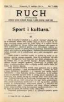 Ruch: dwutygodnik poświęcony sprawom wychowania fizycznego i w og&oacute;le normalnego rozwoju ciała 1911.04.11 R.6 No.7=121