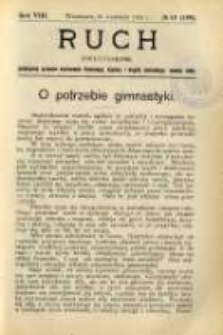 Ruch: dwutygodnik poświęcony sprawom wychowania fizycznego, hygieny i w og&oacute;le normalnego rozwoju ciała 1913.09.26 R.8 No.18=180