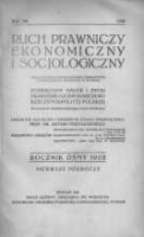 Ruch Prawniczy Ekonomiczny i Socjologiczny: organ Wydziału Prawno-Ekonomicznego Uniwersytetu i Wyższej Szkoły Handlowej w Poznaniu: poświęcony nauce i życiu prawnemu i gospodarczemu Rzeczypospolitej Polskiej 1928 R.8 1 p&oacute;łrocze