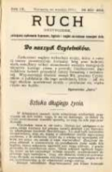 Ruch: dwutygodnik poświęcony sprawom wychowania fizycznego, hygieny i w og&oacute;le normalnego rozwoju ciała 1914.09 R.9 No.15/18=201/204