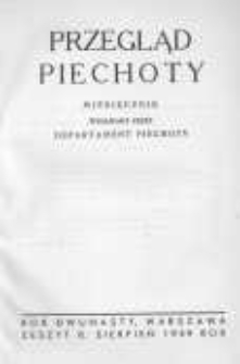 Przegląd Piechoty: miesięcznik wydawany przez Departament Piechoty 1939 sierpień R.12 Z.8