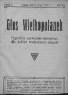 Głos Wielkopolanek: tygodnik społeczno-narodowy dla kobiet wszystkich stanów 1921.02.06 R.14 Z.6