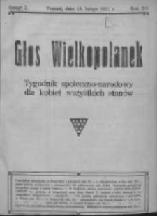 Głos Wielkopolanek: tygodnik społeczno-narodowy dla kobiet wszystkich stan&oacute;w 1921.02.13 R.14 Z.7