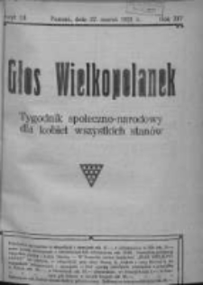 Głos Wielkopolanek: tygodnik społeczno-narodowy dla kobiet wszystkich stan&oacute;w 1921.03.27 R.14 Z.13