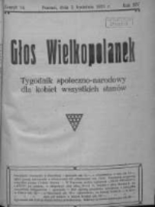 Głos Wielkopolanek: tygodnik społeczno-narodowy dla kobiet wszystkich stan&oacute;w 1921.04.03 R.14 Z.14