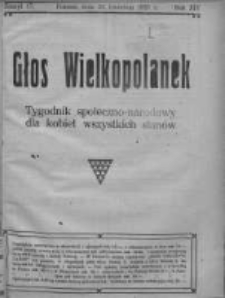 Głos Wielkopolanek: tygodnik społeczno-narodowy dla kobiet wszystkich stan&oacute;w 1921.04.24 R.14 Z.17