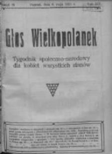 Głos Wielkopolanek: tygodnik społeczno-narodowy dla kobiet wszystkich stanów 1921.05.08 R.14 Z.19
