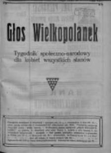 Głos Wielkopolanek: tygodnik społeczno-narodowy dla kobiet wszystkich stan&oacute;w 1921.05.15 R.14 Z.20