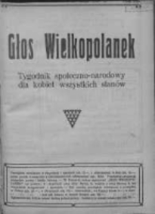Głos Wielkopolanek: tygodnik społeczno-narodowy dla kobiet wszystkich stanów 1921.05.29 R.14 Z.22