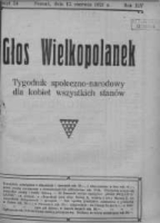 Głos Wielkopolanek: tygodnik społeczno-narodowy dla kobiet wszystkich stan&oacute;w 1921.06.12 R.14 Z.24
