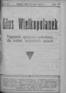 Głos Wielkopolanek: tygodnik społeczno-narodowy dla kobiet wszystkich stan&oacute;w 1921.07.10 R.14 Z.28