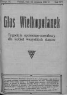 Głos Wielkopolanek: tygodnik społeczno-narodowy dla kobiet wszystkich stanów 1921.09.18 R.14 Z.38