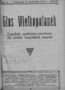 Głos Wielkopolanek: tygodnik społeczno-narodowy dla kobiet wszystkich stanów 1921.10.30 R.14 Z.44