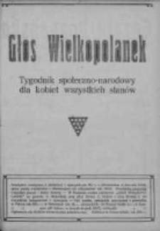 Głos Wielkopolanek: tygodnik społeczno-narodowy dla kobiet wszystkich stanów 1921.11.27 R.14 Z.48