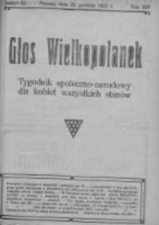 Głos Wielkopolanek: tygodnik społeczno-narodowy dla kobiet wszystkich stan&oacute;w 1921.12.25 R.14 Z.52
